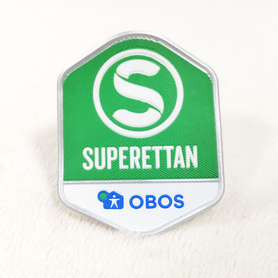 สัญลักษณ์การถ่ายทอดความร้อน TPU ที่กําหนดเอง - โลโก้ Superettan OBOS 3D รางวัลสัญลักษณ์เสื้อผ้าสําหรับอุปกรณ์เสริมแต่งกาย