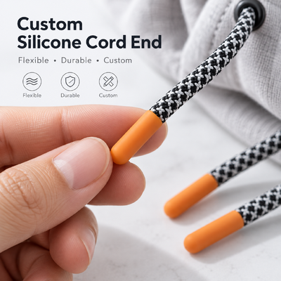 Custom Silicone Cord Ends with Eco-friendly Polyester Cord for Durable Drawstring Accessories