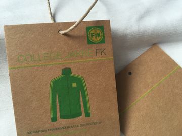 3 สีกระดาษคราฟท์สีน้ำตาล Hang Tag, 3 มม. ผ้าฝ้าย / ผ้าลินิน Custom Garment Hang Tags
