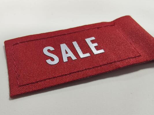 Customized Brand Logo Clothing SALE Label Screen Printing Logo Woven Label for Clothing