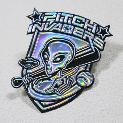 Custom Iridescent TPU Voltage Patch - Holographic 3D Alien Logo Badge for Sportswear