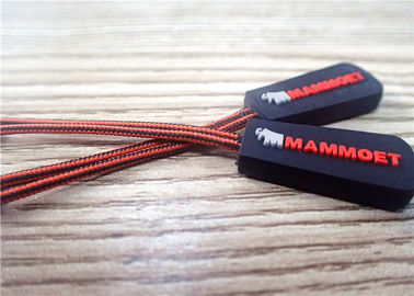 ซิปดึงสีดำแบบกำหนดเองสำหรับเสื้อผ้าที่มีแถบเลื่อนซิปยางสี / คู่