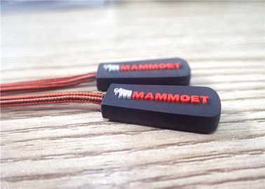 ซิปดึงสีดำแบบกำหนดเองสำหรับเสื้อผ้าที่มีแถบเลื่อนซิปยางสี / คู่