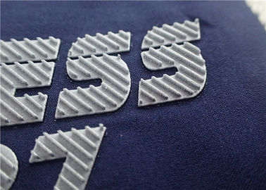 Twill ยกโลโก้การถ่ายเทความร้อนพื้นผิวสีเงินแฟลชผลสามมิติ