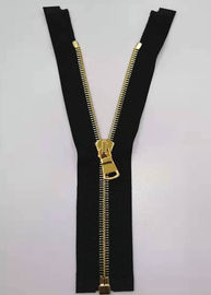 ซิปปลายทองเหลืองโลหะเปิดฟันด้วยสีทองเงาสำหรับสิ่งทอที่บ้าน