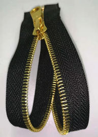 ซิปปลายทองเหลืองโลหะเปิดฟันด้วยสีทองเงาสำหรับสิ่งทอที่บ้าน