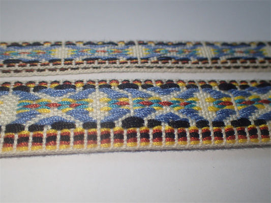 ผ้าฝ้ายทอแบบกำหนดเองที่มีความแข็งแรงสูง Jacquard Tape สไตล์แห่งชาติที่มีสีสัน