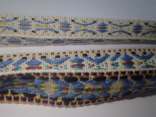 ผ้าฝ้ายทอแบบกำหนดเองที่มีความแข็งแรงสูง Jacquard Tape สไตล์แห่งชาติที่มีสีสัน